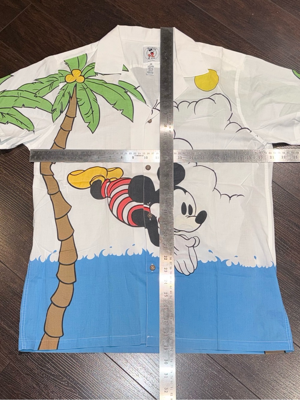 Mickey Mouse Tropical Graphic Button-Up Shirt - White & Blue - Picture 15 of 15